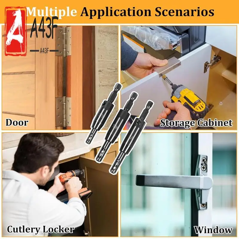 

A43F-3 Набор самоцентрирующихся сверл 3/32 дюйма, 7/64 дюйма, 1/8 дюйма, бита VIX, самоцентрирующееся сверло для петель