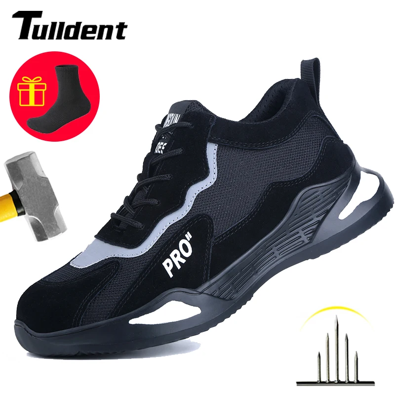 Mens Safety Shoes Outdoor Steel Toe Cap Shoes Work Boots Anti-smash Anti-puncture High Quality Super Lightweight Boots Security