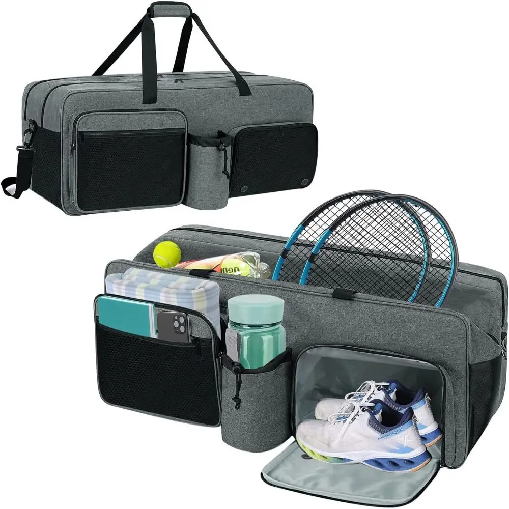 Raquet Carrier Tennis Crossbody Bag Gray with Handle Rackets Balls Bags Durable Large Capacity Tennis Equipment Package Men