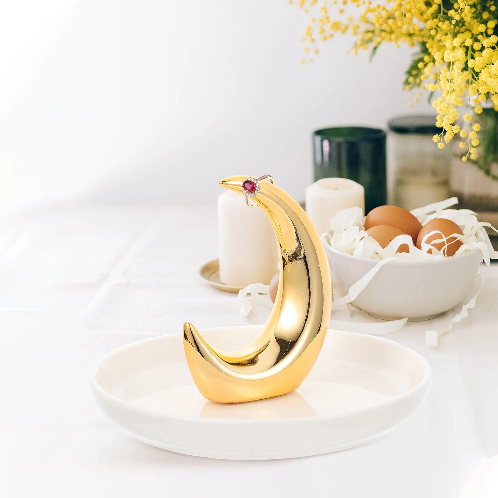 

Ceramic Jewelry Tray Storage Stylish Earring Necklace Holder Plate Decorative Dish Multifunctional Bathroom Bedroom Party Snack