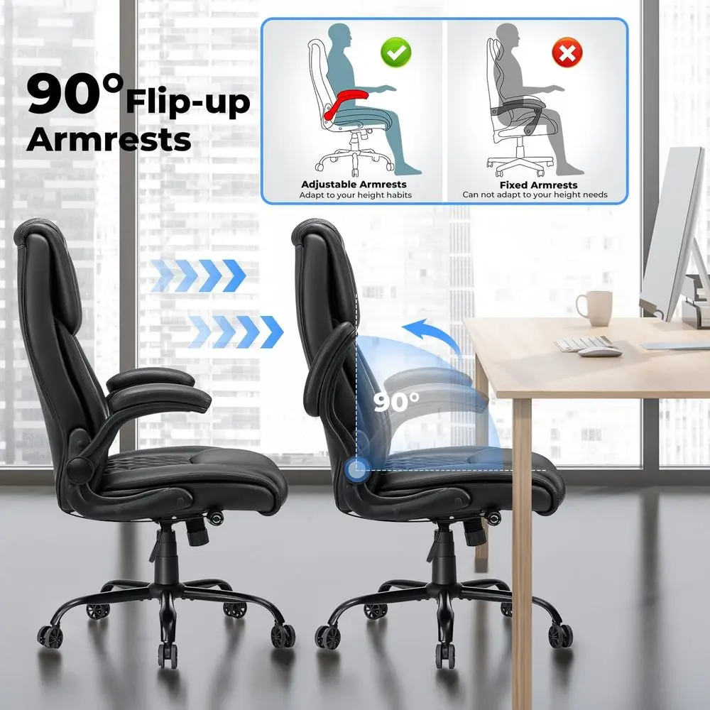 Executive Office Chair Big and Tall 450lbs Heavy Duty Desk Chairs with Adjustable Lumbar Support High Back Home Computer Leather