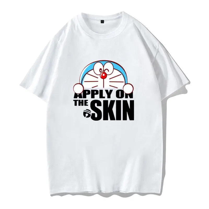 

2025 Summer New Harajuku Anime Cartoon Doraemon Jingle Cat Short Sleeve Blue Fat Short Sleeve Loose Women's Clothing Top T-shirt