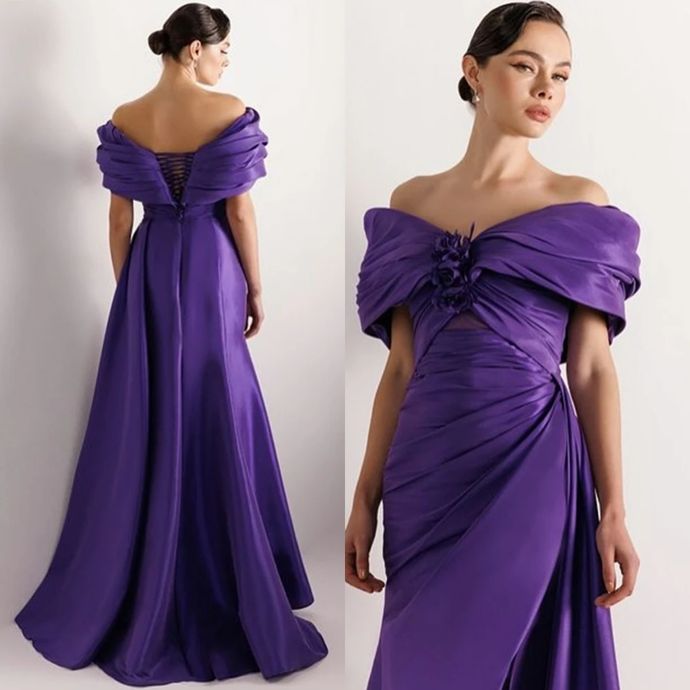 Сексуальное атласное вечернее платье с v-образным вырезом по индивидуальному заказу, простые платья для выпускного вечера с открытыми плечами, изысканные цветы, платья для особых случаев