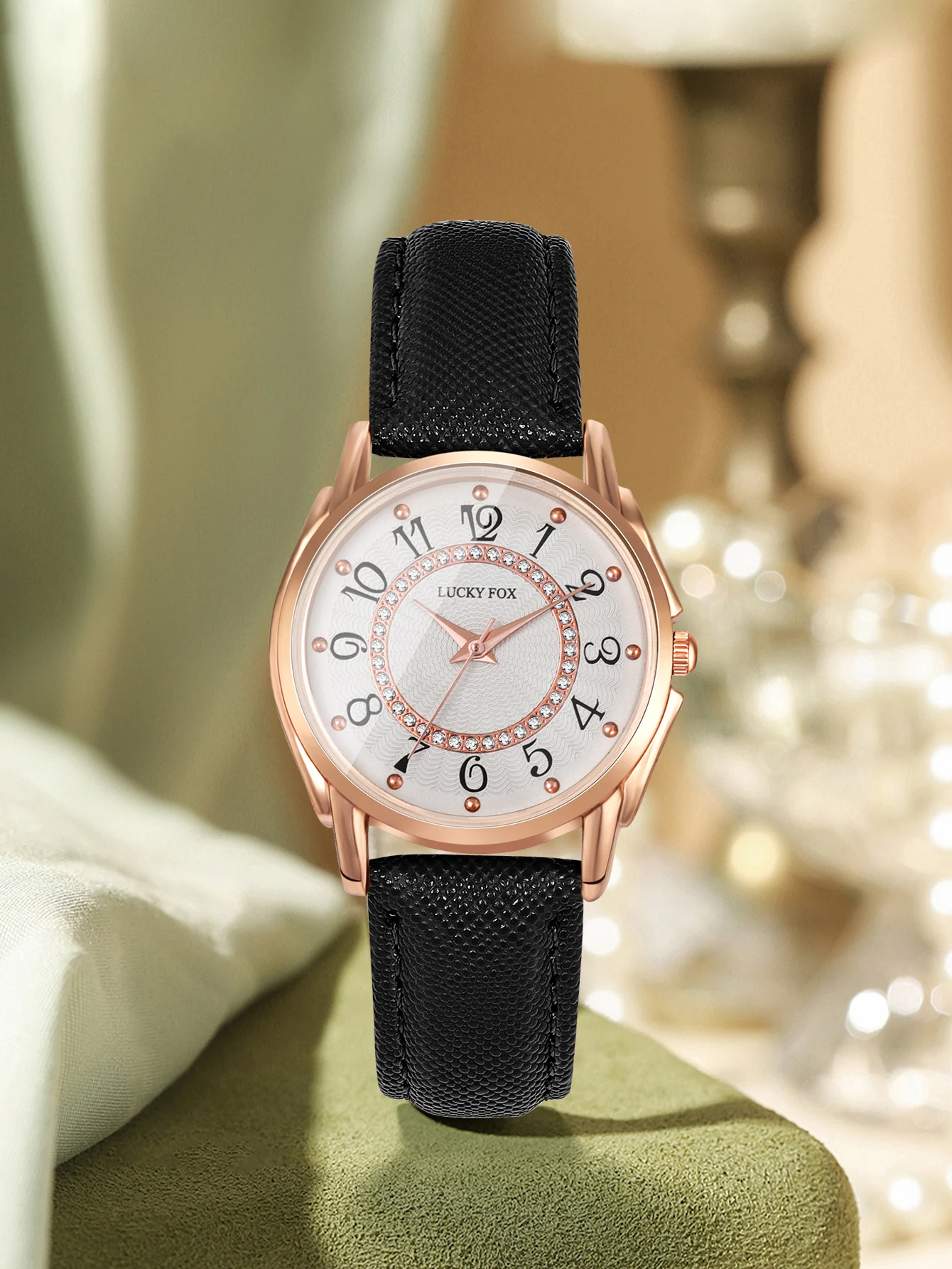 Simple ladies' watch; Trendy quartz watch with Arabic numerals; leather strap wristwatch; Halloween gift.