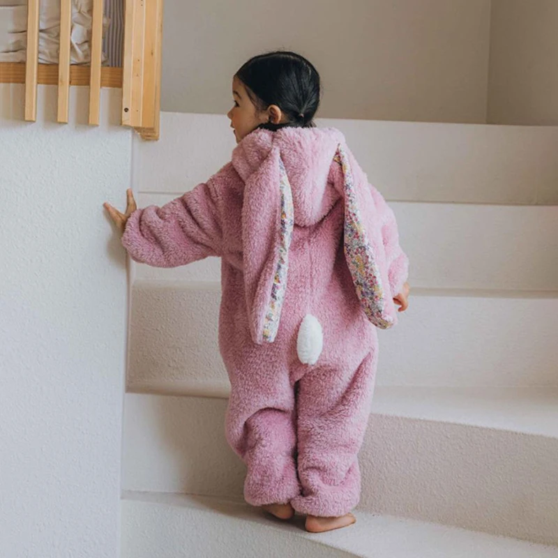 Baby Rompers Warm Fleece Newborn Boys Clothes Spring Winter Baby Girls One Piece Rabbit Outfit Baby Sleepwear Pijama Bebe