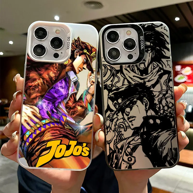 JoJo is Bizarre Adventure Art For Apple iPhone 15 14 13 12 11 XS XR X Pro Max Plus Soft Colorful Silver Phone Case