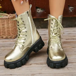 Autumn New Women's Thick Sole Shoes 2023 Solid Color Women's Boots Side Zipper Thick Heel Ankle Boots Women's Outdoor Leisure