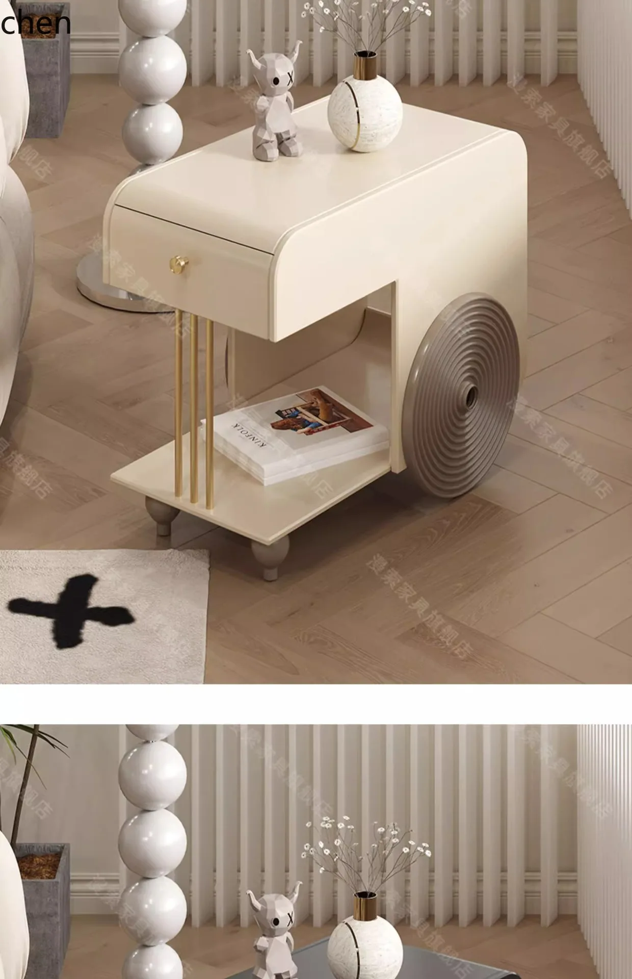 ZML Side Table for Home Use, Movable Sofa Corner Table, Side Cabinet, Bedroom Storage Drawer, Bedside Cabinet