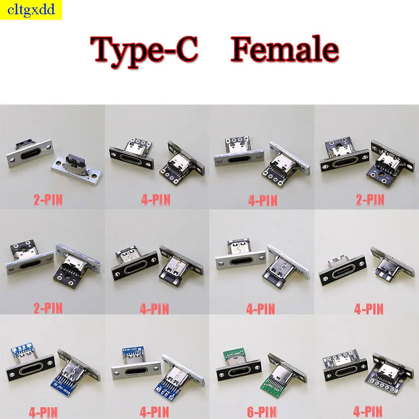 2PCS TYPE-C vertical double-sided positive and negative plug USB3.1 female head two solder joint test board PCB board 2P4P6P