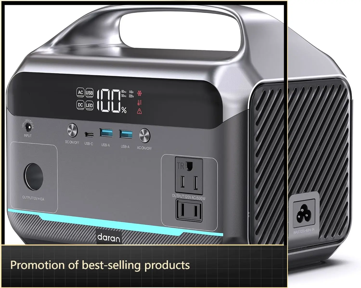 

Портативная электростанция 600 Вт, пиковая мощность 1200 Вт, 288 Вт·ч, 90000 мА·ч, солнечный генератор, LiFePO4 аккумулятор, выходы AC/DC, быстрая зарядка, дизайн с 7 портами