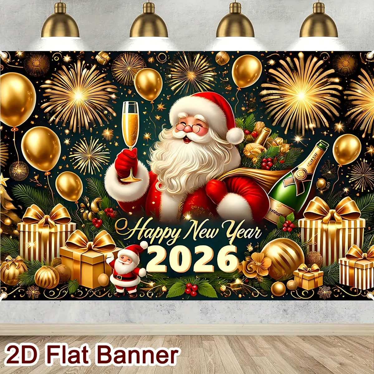 2026 سنة جديدة سعيدة راية قماش مزخرف جداري احتفالي عيد الميلاد السنة الجديدة ديكور للحفلات الداخلية والخارجية قماش حائط معلقة على الحائط #1