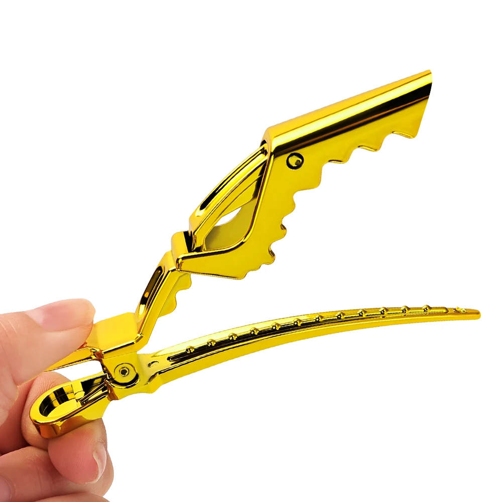 6 Stück goldene Kunststoff-Haarspangen für Friseure und Styling – langlebige Krokodilklemmen für Friseursalon, Schnitt- und Salongereedzeuge – Detail 13