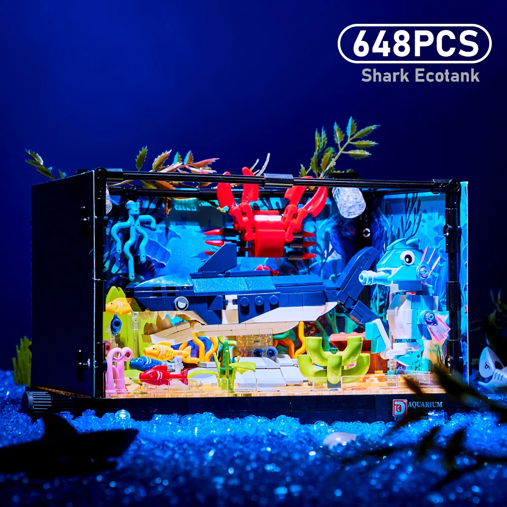 

Aquarium Marine Shark Ecology Tank Lighting Edition Building Blocks Assembly Toy for Kids