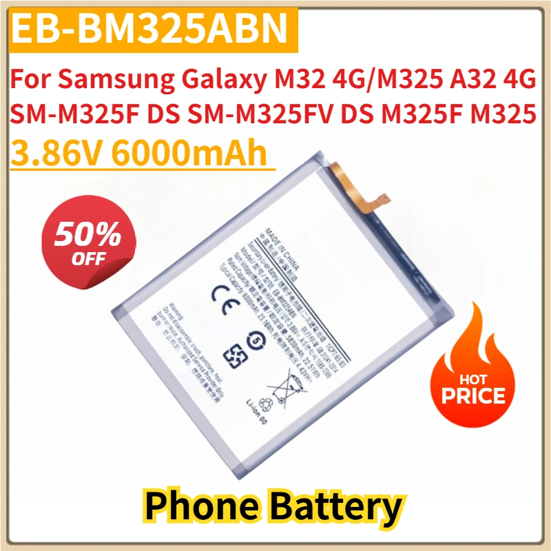 

New Mobile Phone Battery 3.86V 6000mAh EB-BM325ABN For Samsung Galaxy M32 4G/M325 A32 4G SM-M325F/DS SM-M325FV/DS M325F M325
