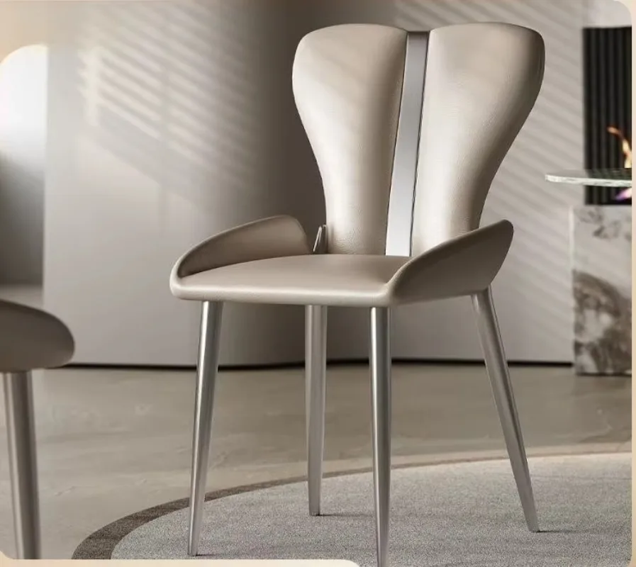sedia da pranzo Sedia da trucco moderna e minimalista di fascia alta per la sala da pranzo domestica per il tempo libero in acciaio inossidabile