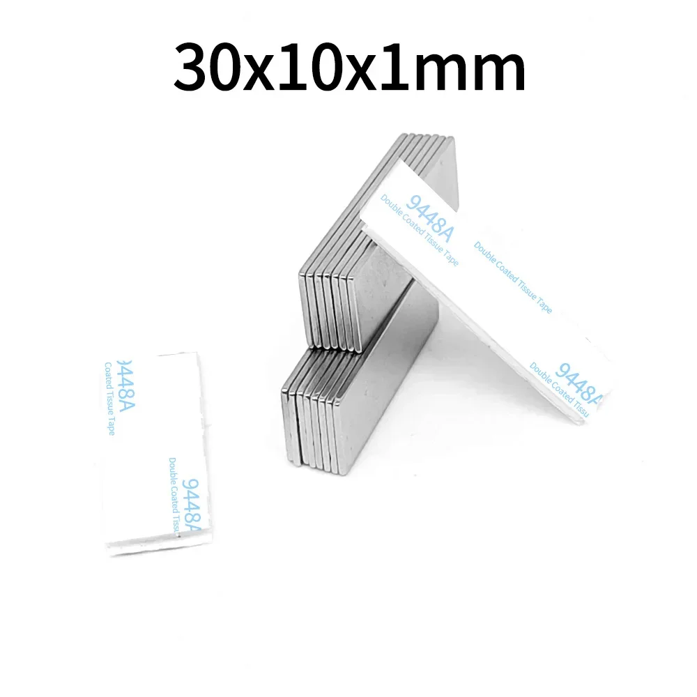 30x10x1mm bloque imanes fuertes 20x10x1 hoja imán permanente de neodimio con cinta adhesiva de doble cara 30*10*2 20*10*2 40*20*2