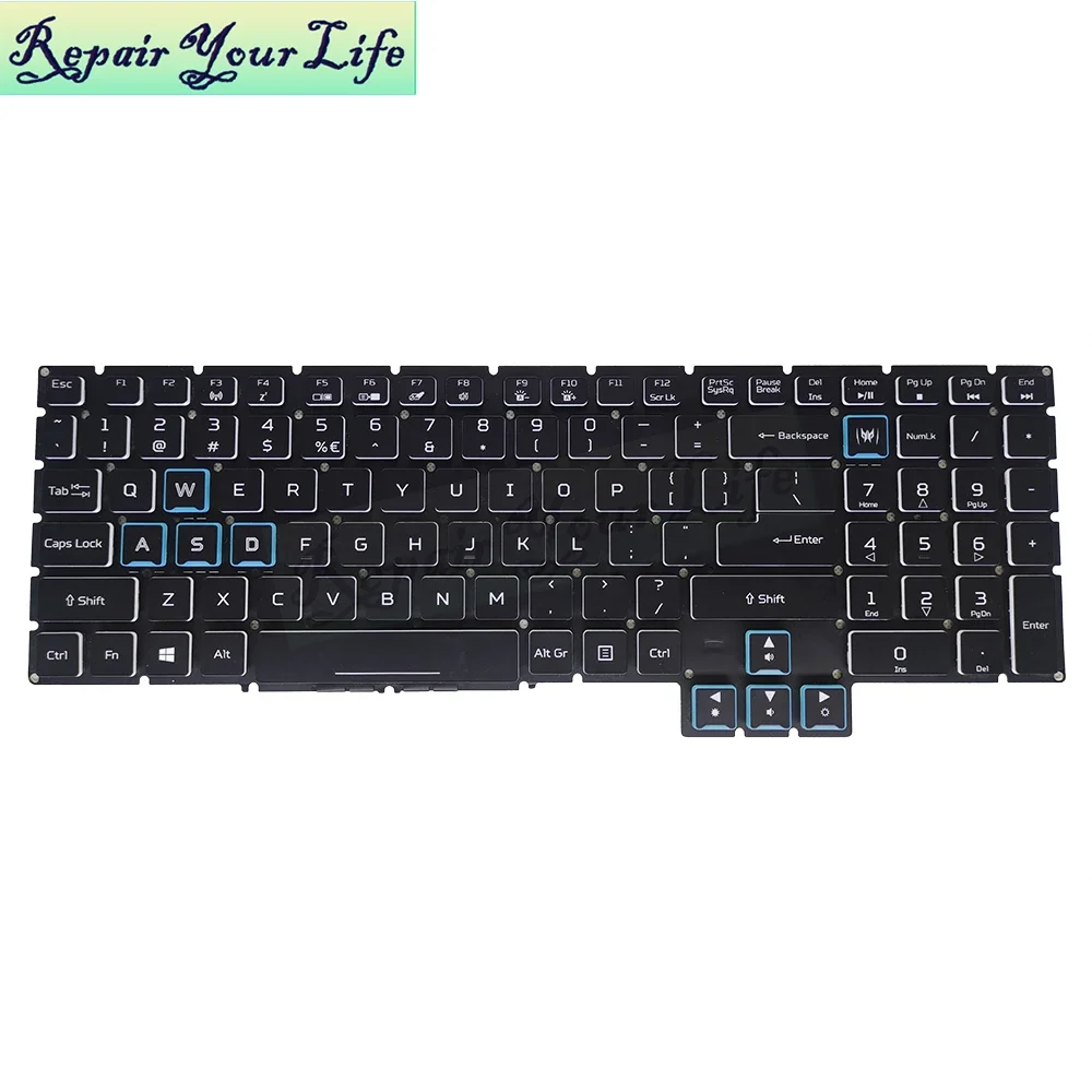 Teclado Retroiluminado Rgb para Acer Predator Helios 700 Ph71771 17 Polegadas Retroiluminação Colorida Inglesa Novo us ui