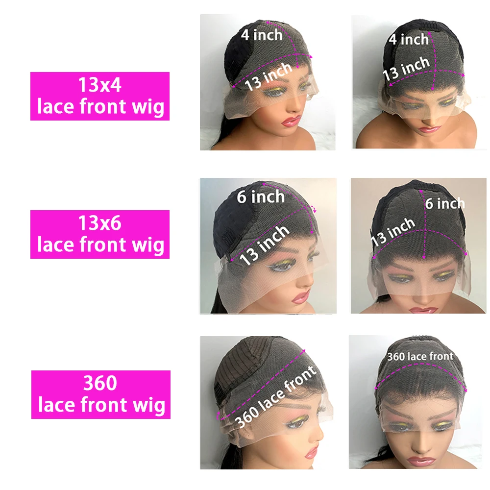 Onda do corpo peruca dianteira do laço para mulheres, cabelo humano, perucas de renda frontal HD, onda de água transparente, pré arrancadas, 13x6