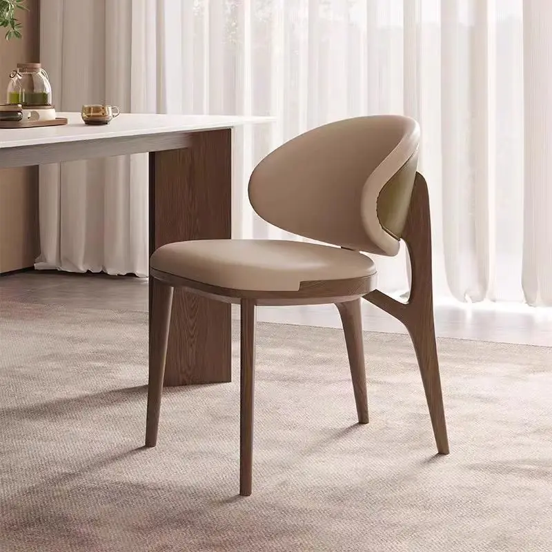 xx-Italian Modern Design Dining Chairs Light Luxury Chair for Household Wooden Leg Micro Fiber Leather Dining Room Chairs*