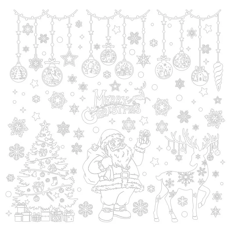 عيد الميلاد ديكور نافذة ندفة الثلج شجرة الغزلان ملصقات الجدار ملصق زجاج نافذة ملصقات #5