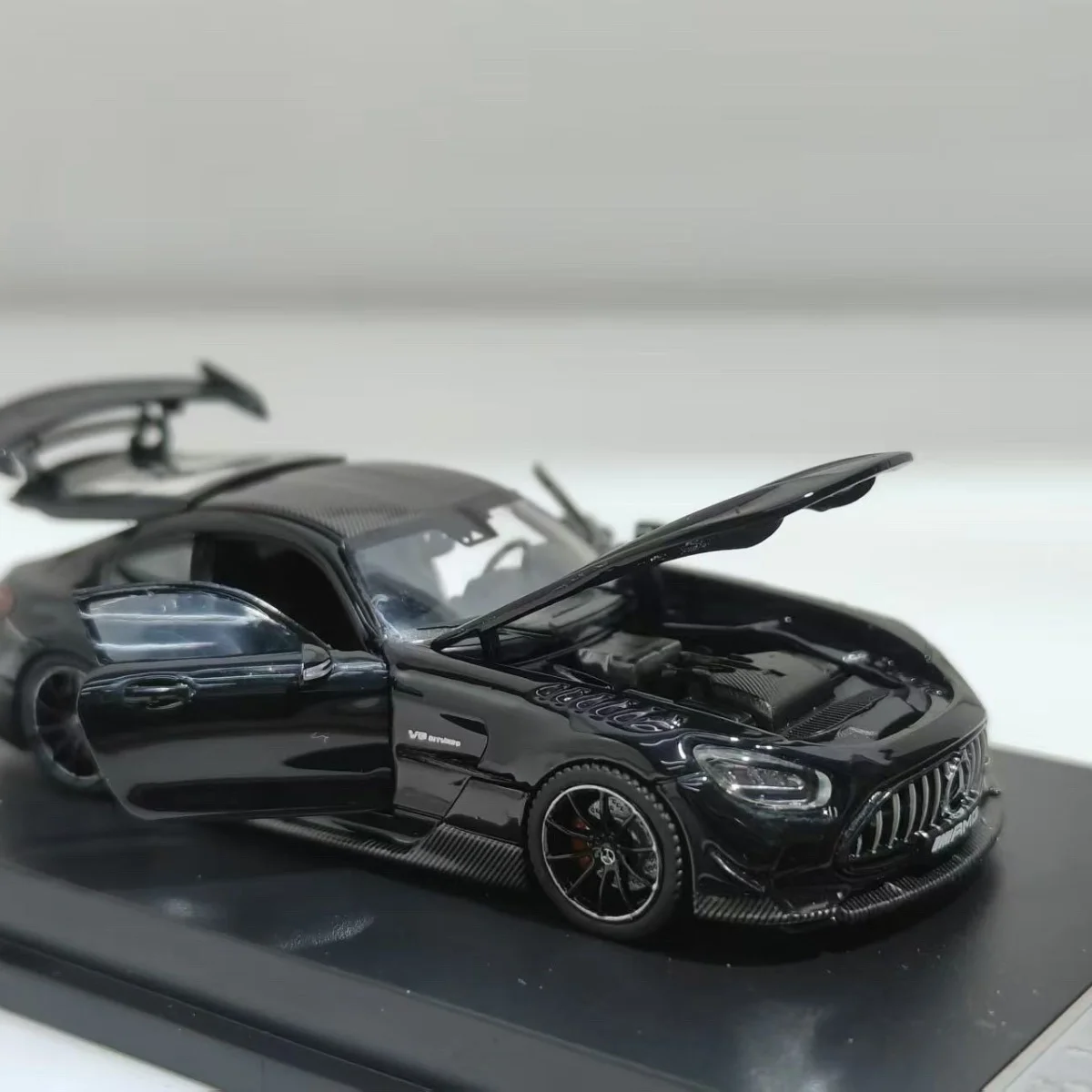 MJ نموذج 1:64 مرسيدس بنز AMG GT سلسلة سوداء كاملة مفتوحة سبيكة يموت الصب نموذج سيارة تحصيل هدية حلية #6