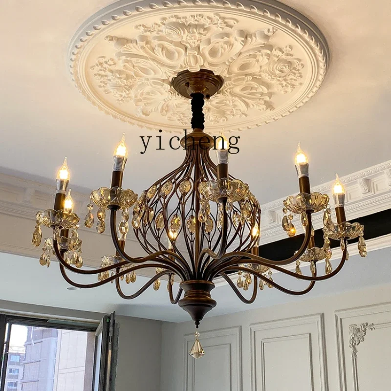 

1 Retro Ceiling Light Crystal Living Room Dining-Room Lamp Walnut Color Bedroom Lighting