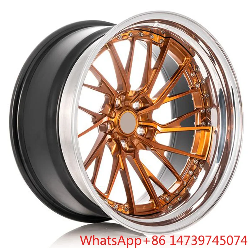 Yellow Polished 2 Piece 3 Piece Forged Wheels 5x112 18 19 20 21 Inch Custom 6061-t6 Aluminum Alloy Deep Dish Passenger Car Wheel
