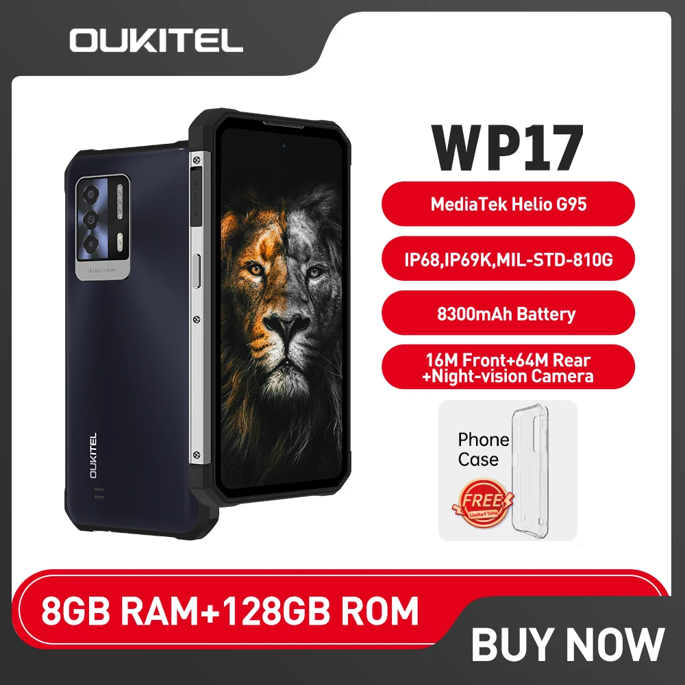 Oukitel WP17 8GB + 128GB Globale Version Robuste Smartphone 6.78 “FHD + Android 11 Handy 8300MAH 64MP + 16MP NFC Handy