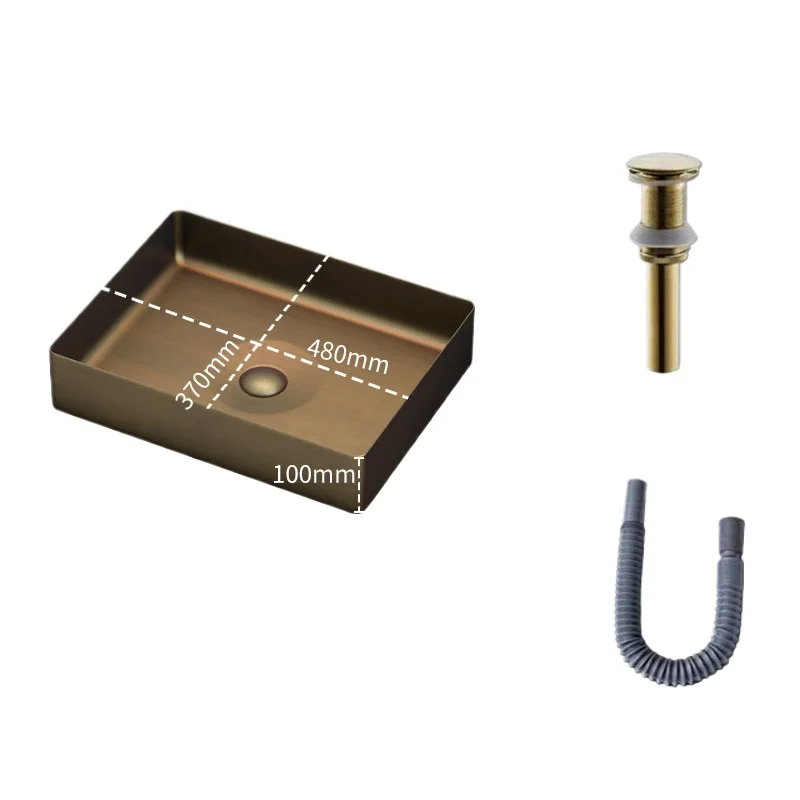 

Antique bronze antique vintage villa stainless steel countertop basin square bar bathroom washbasin