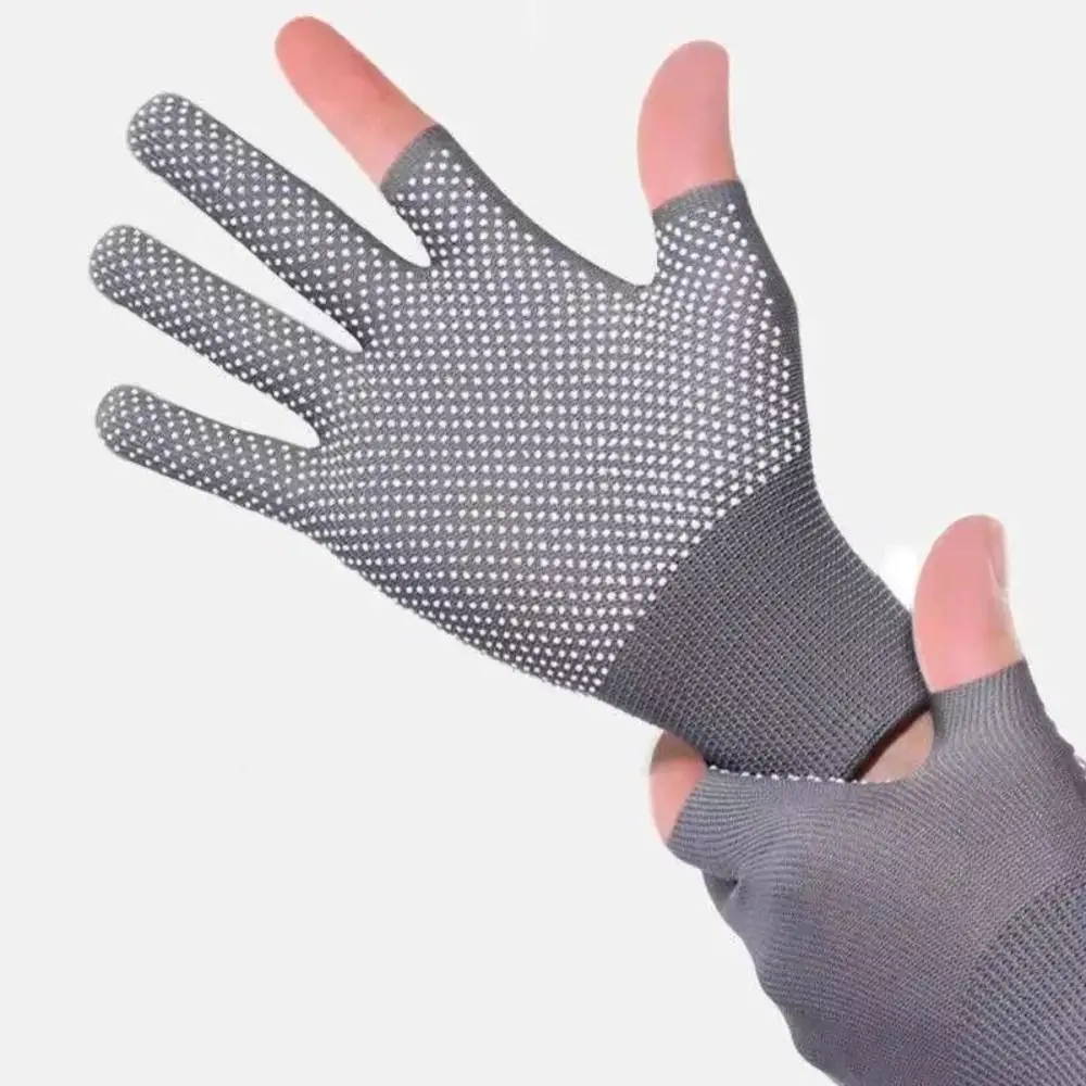 Stretch Driving Gloves Sports/Biking Open Two Finger Anti-Slip Fishing Gloves Wear Resistant Sunscreen Gloves Spring Summer