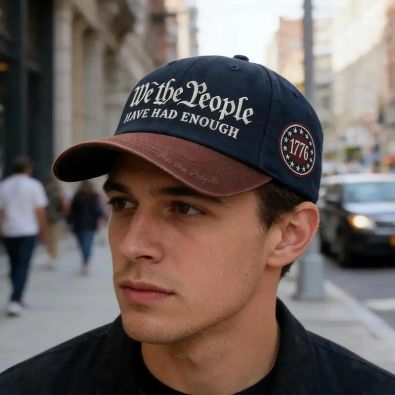 X5XA Fashionable Adjustable Strap Baseball Cap With We The People Letter Pattern For Casual Outfits