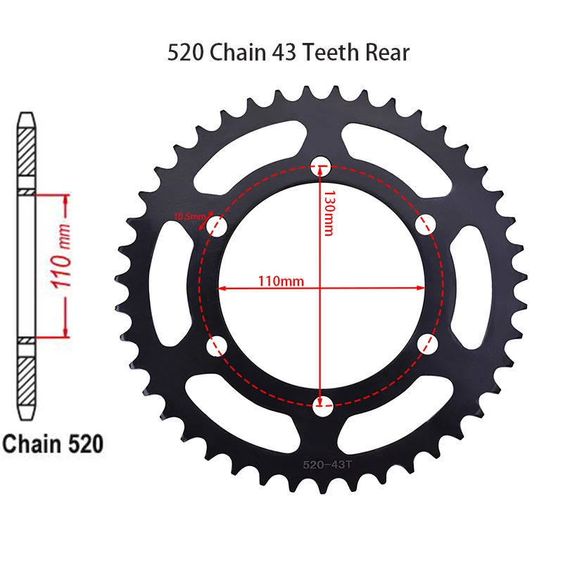 520 Sprocket Kit 14T Front 43T Rear for Kawasaki Ninja 250 300 400 500 Z250 Z300 Z400 Z500 Eliminator EX250 EX300 EX400 EX500