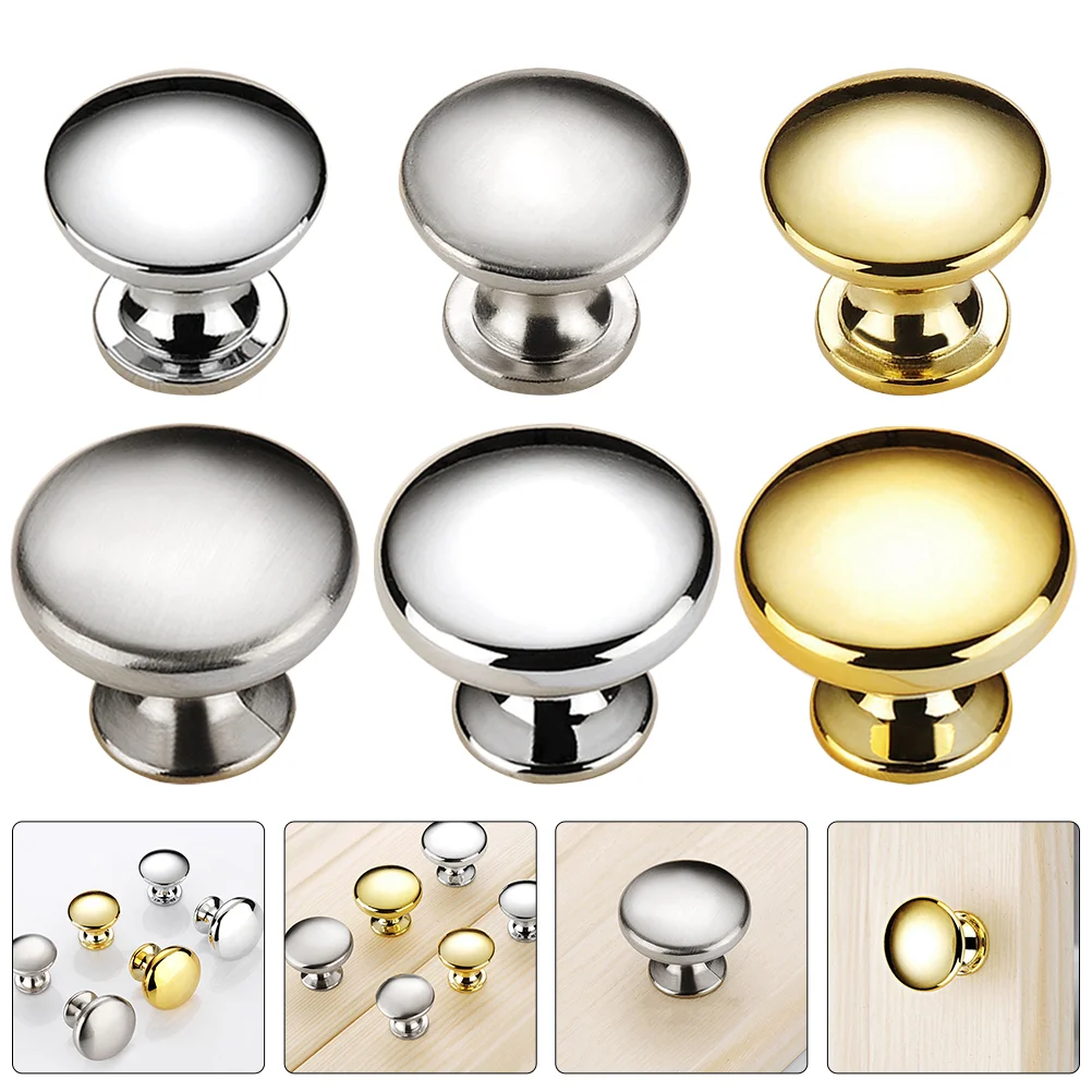 6 Pcs Round Door Handles for Cabinets Wardrobes Drawers Zinc Alloy Modern Kitchen Bathroom Closet Dresser Pulls Hardware