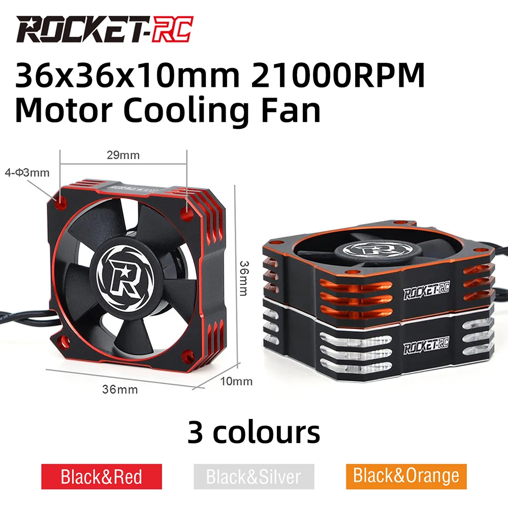 Rocket 35mm Metal Motor Cooling Fan 21000RPM for 1/10 1/12 1/8 RC Car Brushless Motor