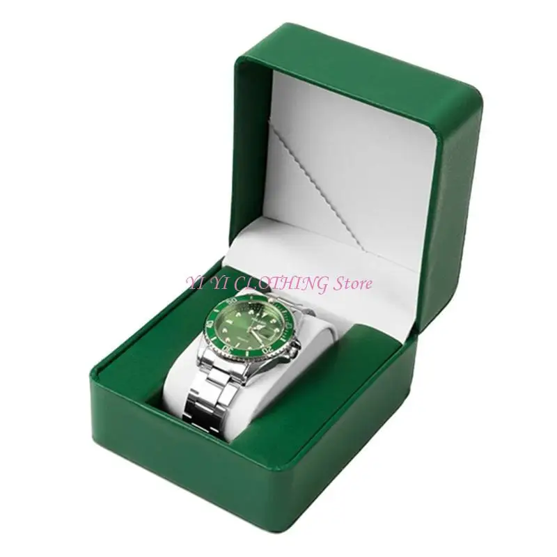 N5KF Vintage Watch Storage Case Handmade Watch Box Container PU Leather Box Accessory Holder