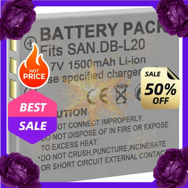 SWZY 3.7V 1500mah DB-L20 Battery for Sanyo Xacti DMC-C1 CA65 E60 CG6 CA6 DMX-CA8CG9 Camera Battery