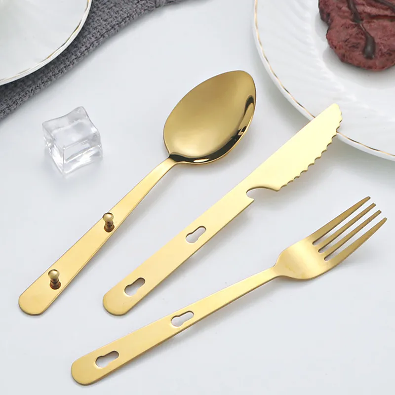 Stainless Steel Portable Knife, Fork And Spoon, Outdoor Picnic Tableware, 3-in-1 Folding Cutlery, Detachable Design,