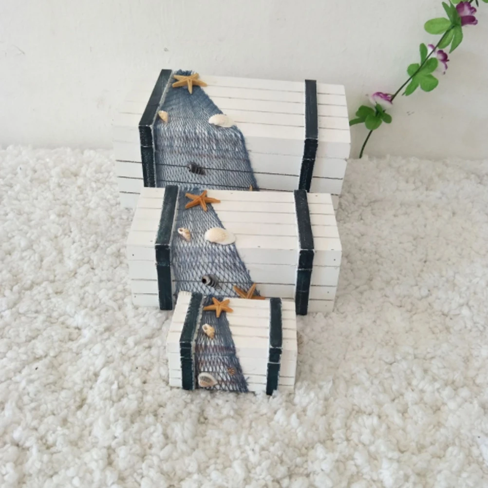 

3 Pcs Wooden Storage Box Desk Organizer Desktop Holder Makeup Tool The Mediterranean