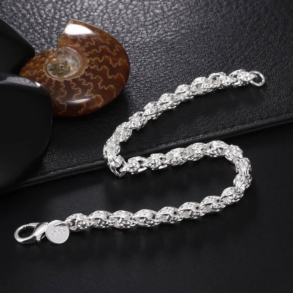 Feines, edles 925er-Sterlingsilber-Armband mit massiver Kette für Damen und Herren, Charm-Party-Geschenk, Hochzeit, Party, Modeschmuck