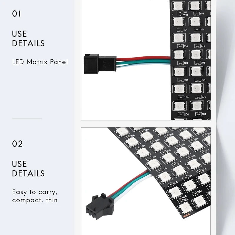 LED Matrix Panel, WS2812B RGB 832 Pixels Digital Flexible Dot Matrix Individually Addressable LED Display Screen-AC37