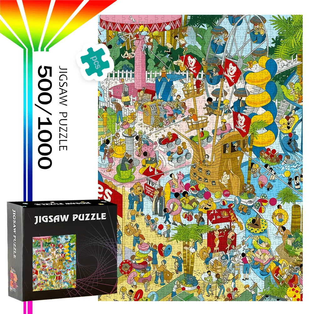 500pcs/1000pcs Amusement Park & Ferris Wheel Puzzle Game - Jigsaw for Birthday, Halloween, Christmas, Thanksgiving, Easter, Po