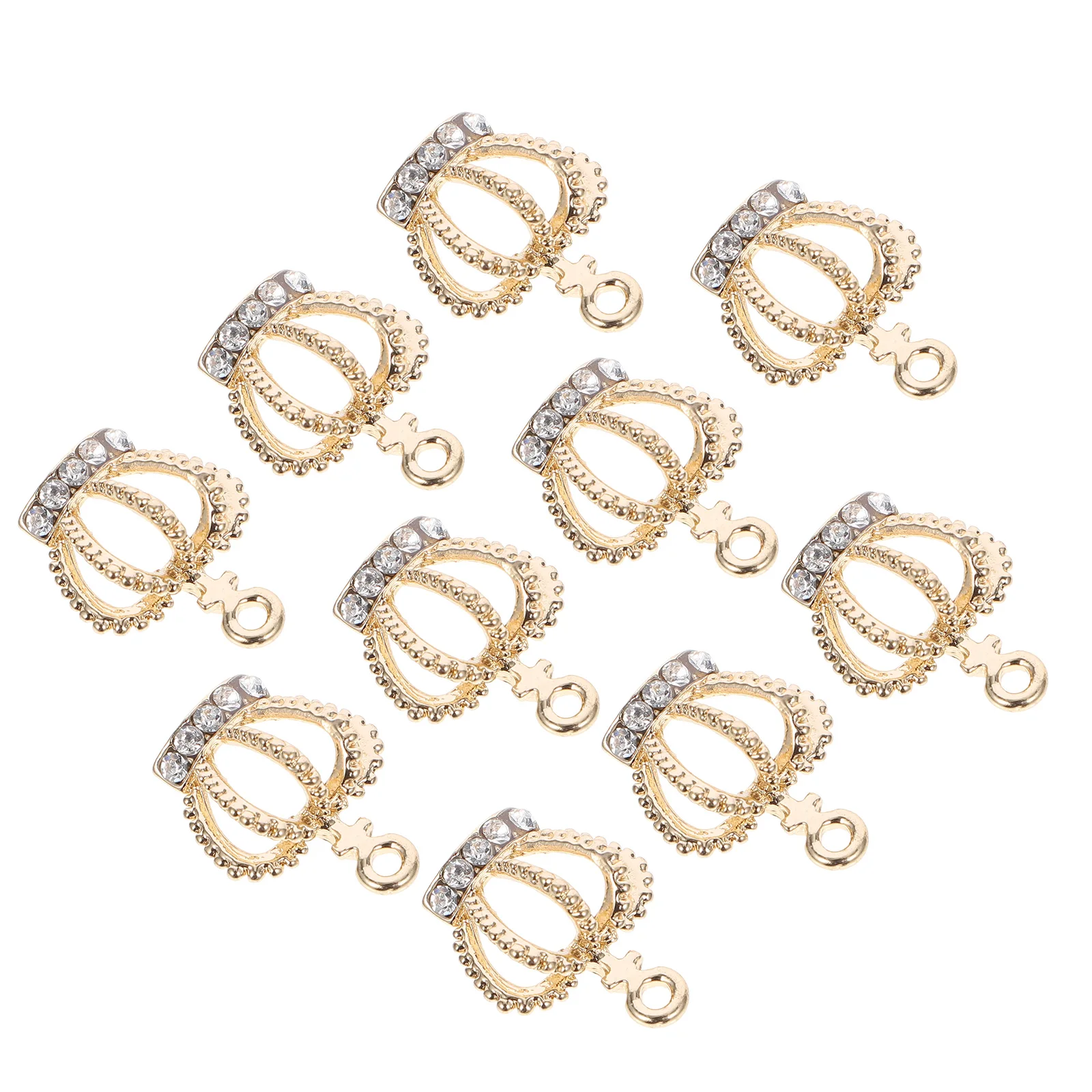 

10pcs Crown Pendant Accessories Miniature Child Charms Alloy DIY Jewelry Making Supplies Necklace Decorations Bright Color Long