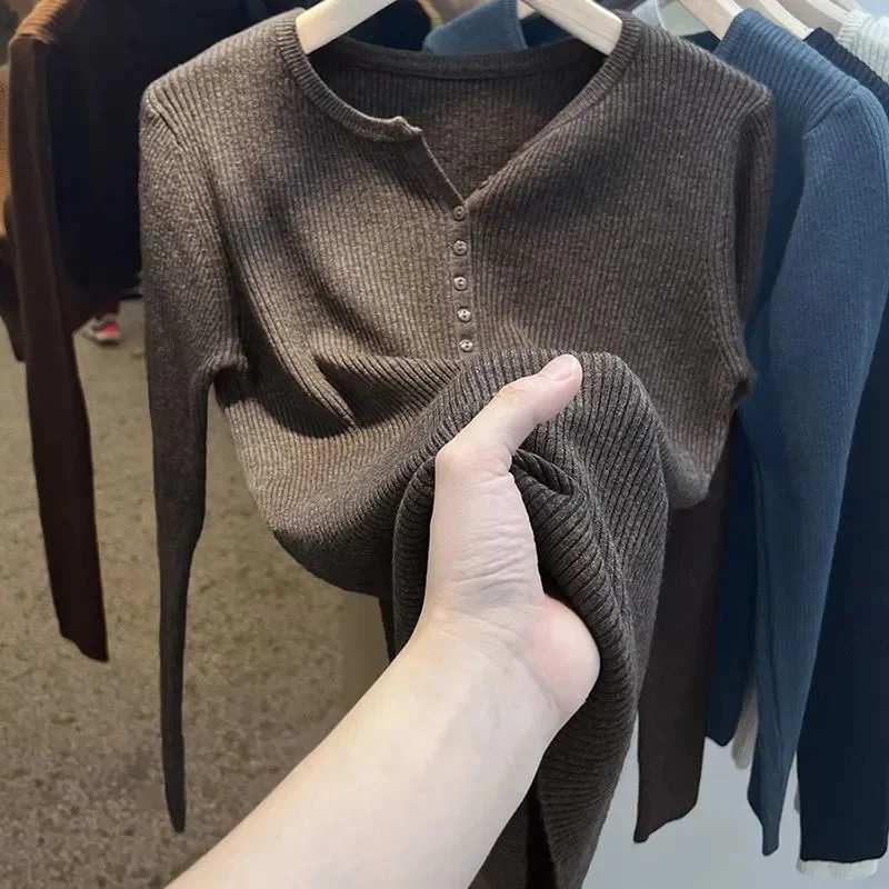 2023 Spring Autumn Women\'s Sweater Pullovers Spring Warm Slim Bottoming Shirt Long Sleeve Casual Pull Femme Knitwear Jumpers