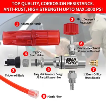 適用於 Portland Husky Ryobi Greenwork 的高壓清洗機鋁製泡沫炮泡沫發生器雪泡噴槍,帶有 1/4 英寸快速接頭 10 最佳銷售 雪泡 - №1