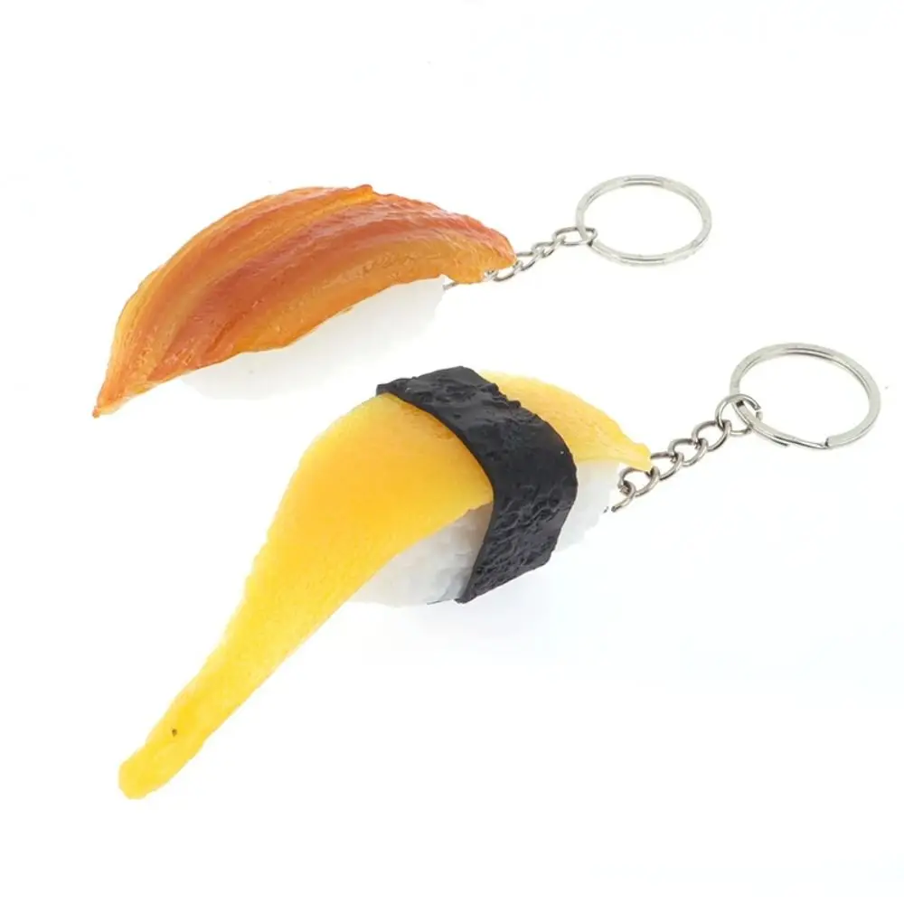 Sea ​​urchin Simulation Food Key Chain Japanese Style Grilled Eel Fake Sushi Model Keychain Salmon Bag Pendant