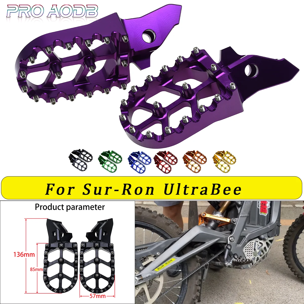 Electric Motorcycle CNC Foot Pegs Rests Pedals Footpegs Bracket for Sur-Ron Surron Light Bee S & Light Bee X Universal Parts