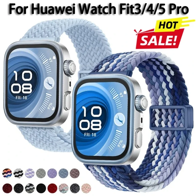 Magnetisches Nylon-Geflechtband für Huawei Watch Fit 3/4/5, verstellbares, bequemes Armband für Huawei Watch Fit 5/4 Pro.