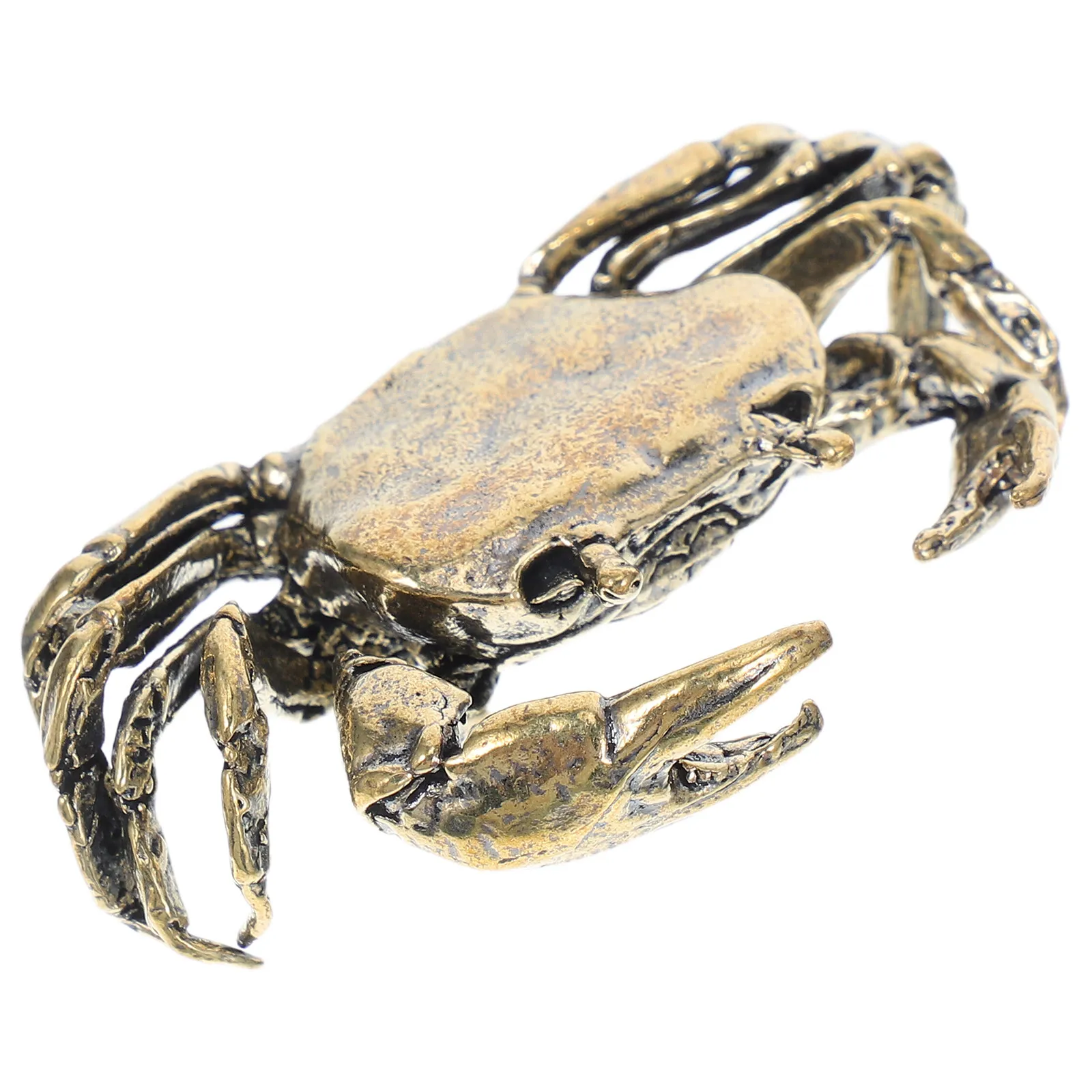 Brass Crab Tea Pet Statue Intricate Carving Timeless Luster Desktop Tabletop Decor for Living Room Bedroom Study Chinese Tea
