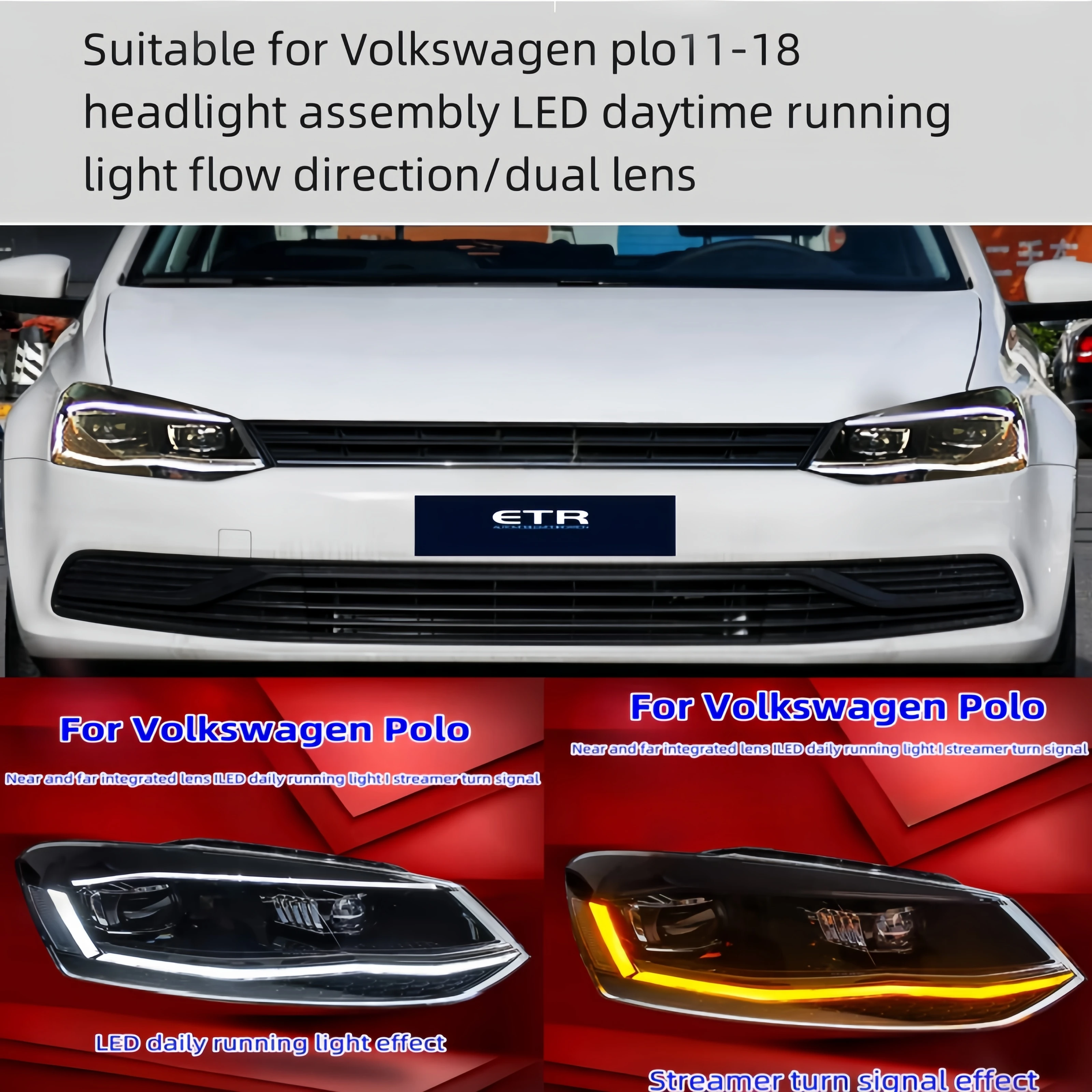 

Подходит для Volkswagen Polo 11-18, фара в сборе Polo, Модифицированная лампа для дневных ходовых огней, ксеноновая фара