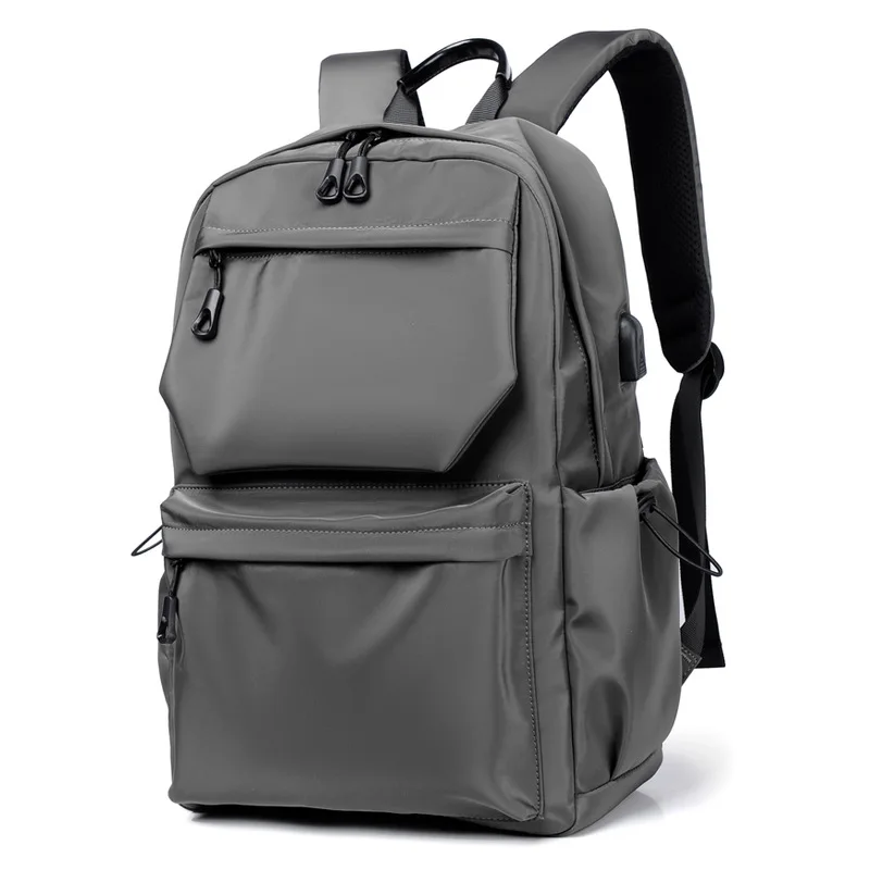 

Men's 14 Inch Laptop Waterproof Backpack Large Capacity Outdoor Travel Schoolbag for Teenager Simple Style Bags USB Charging